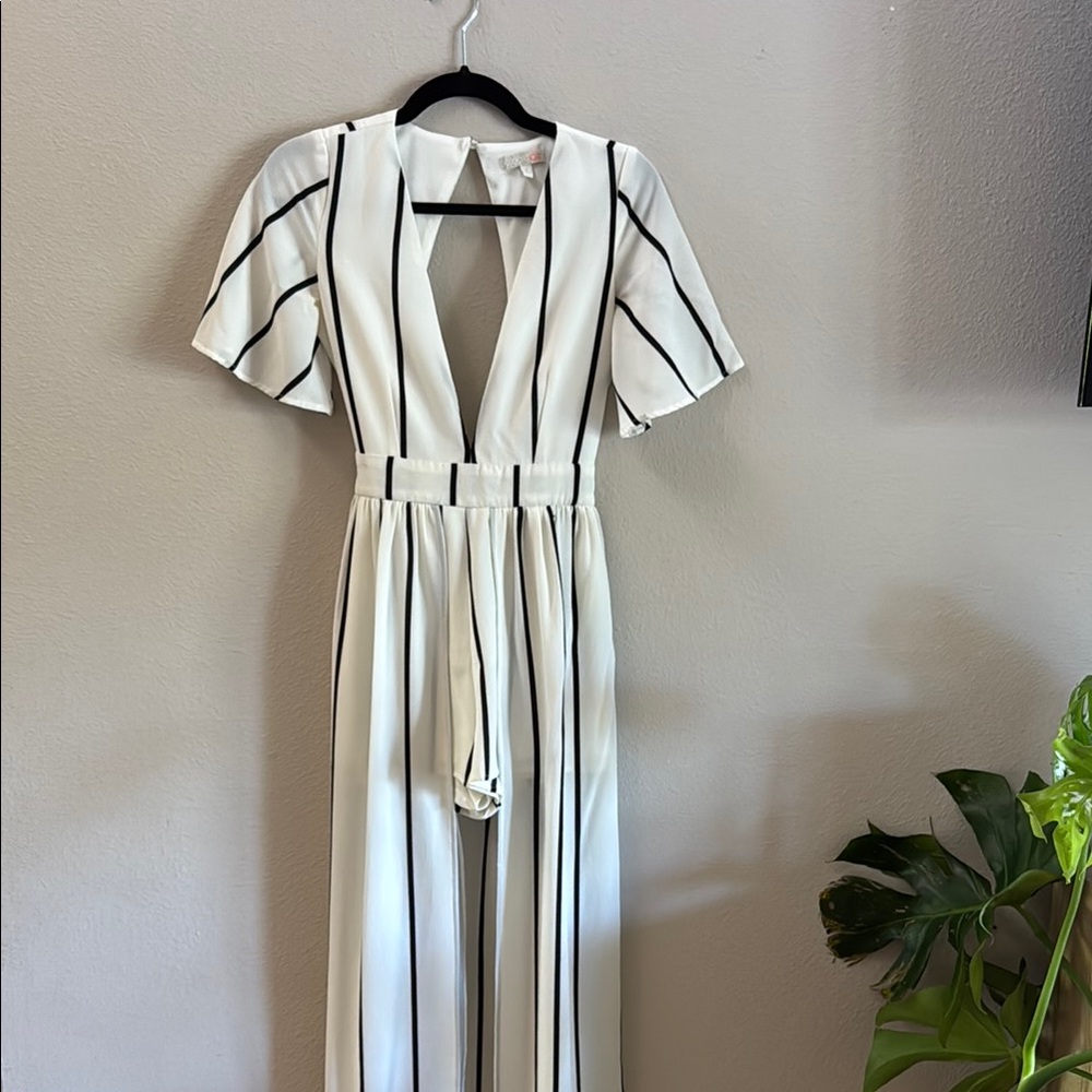 Striped White Jumpsuit